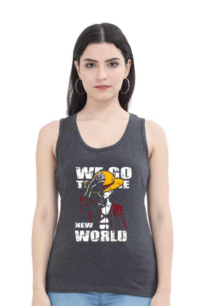 Official One Piece Luffy Tank Top with 'New World' text
