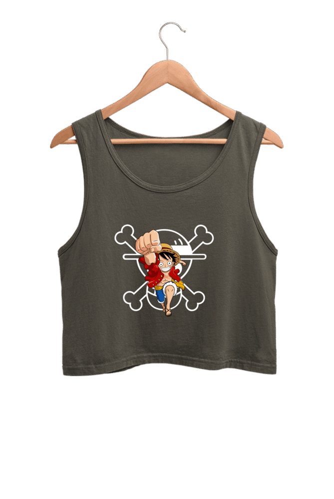 Official One Piece Jolly Roger Crop Top with dynamic Luffy design