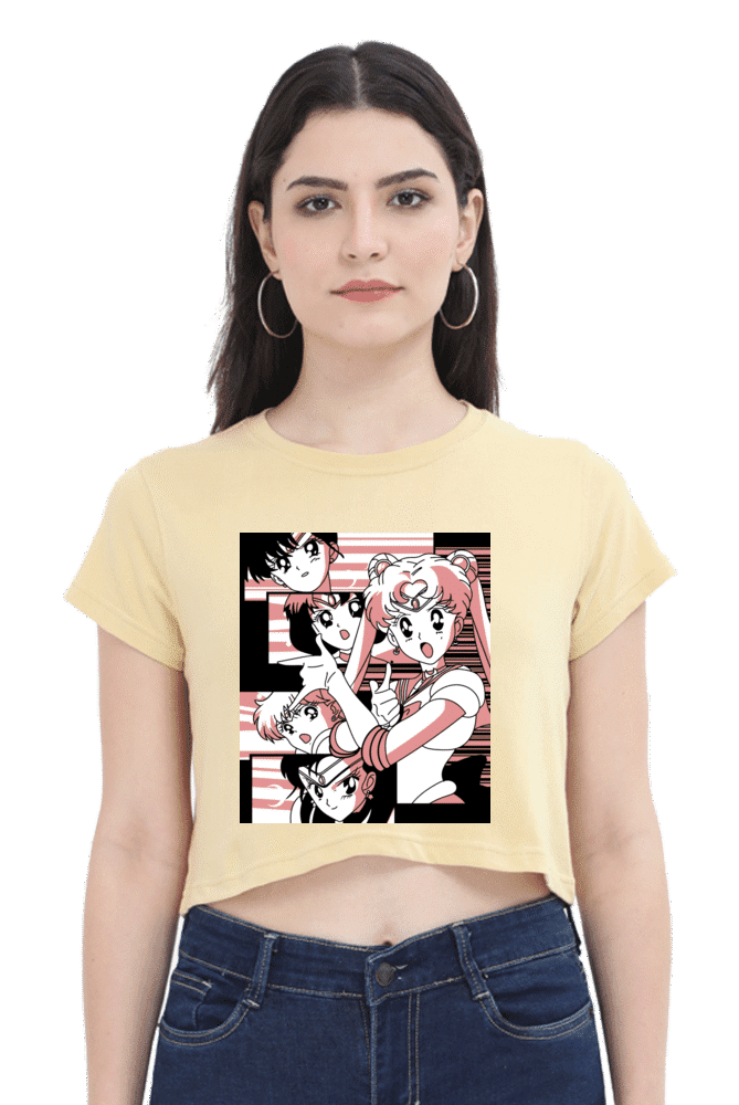 Official Sailor Moon Crop Top featuring multiple Sailor Guardians in retro style
