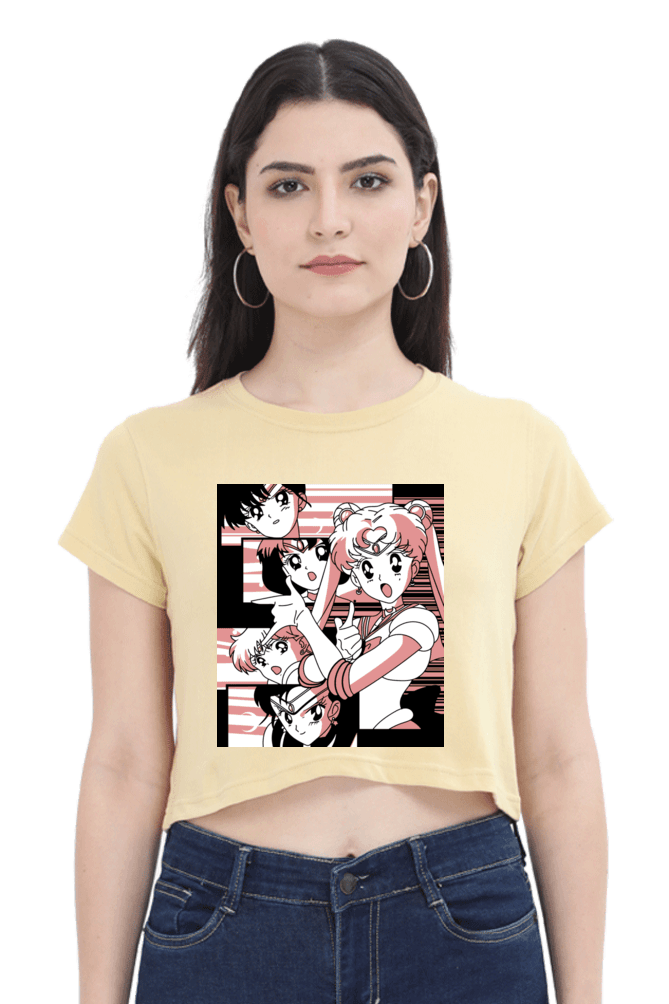 Official Sailor Moon Crop Top featuring multiple Sailor Guardians in retro style