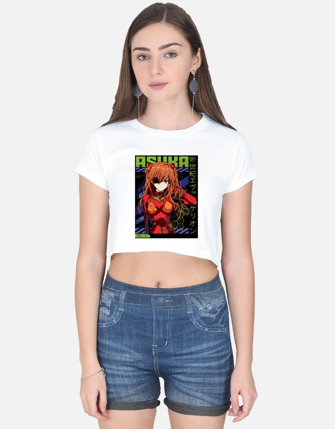 Official Neon Genesis Evangelion Asuka Langley Soryu Crop Top with character graphic